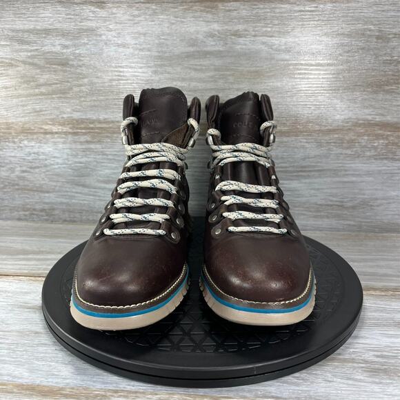 Cole Haan Men's Zerogrand Dark Brown Leather Waterproof Hiking Boots Size 7 - Picture 2 of 11